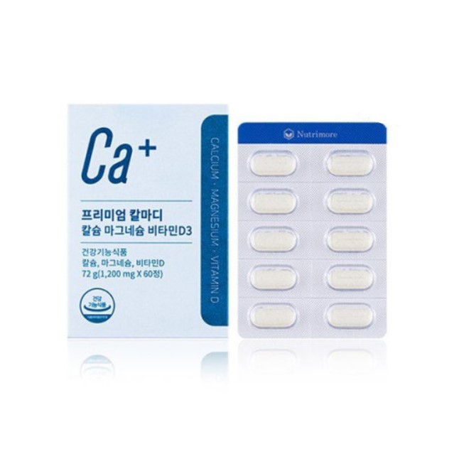뉴트리모어 프리미엄 <b>칼마디</b> 칼슘 마그네슘 비타민D3 1200mg x 60정, 4개