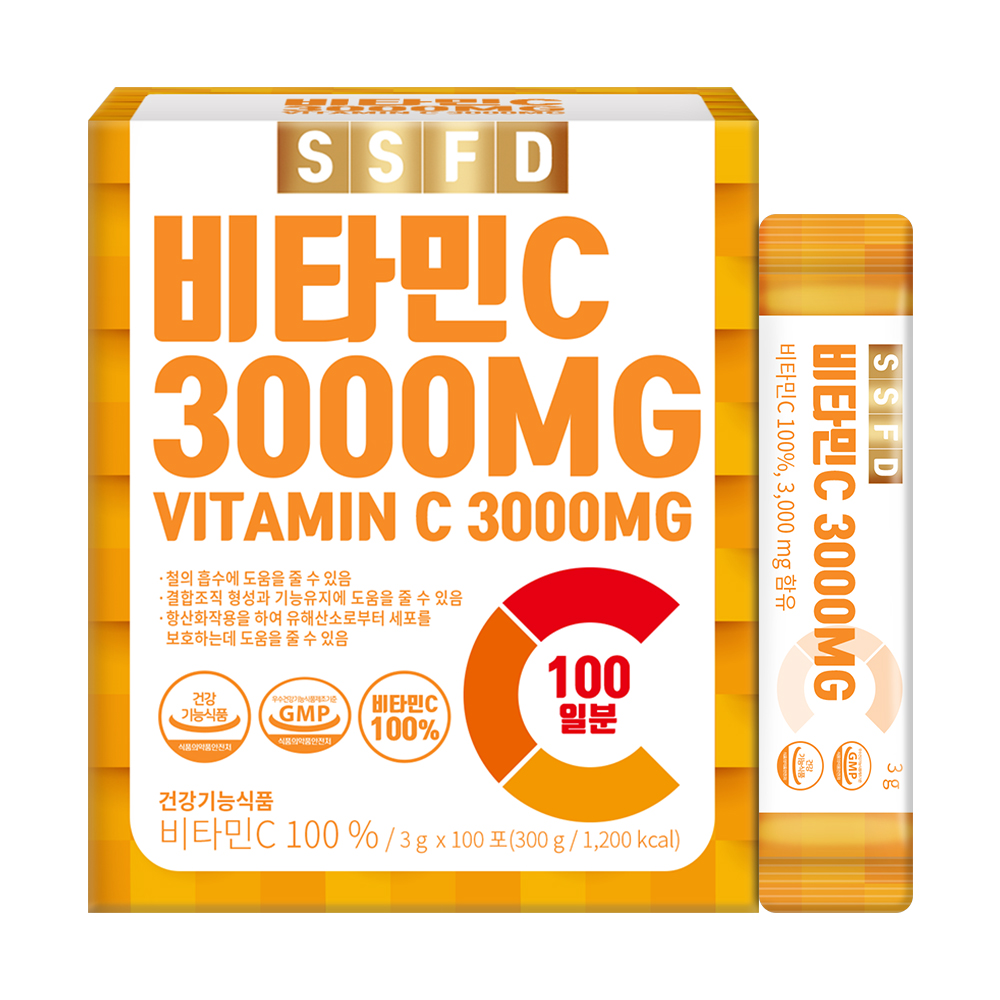 순수식품 비타민C 3000mg 3g x 100포, 4개