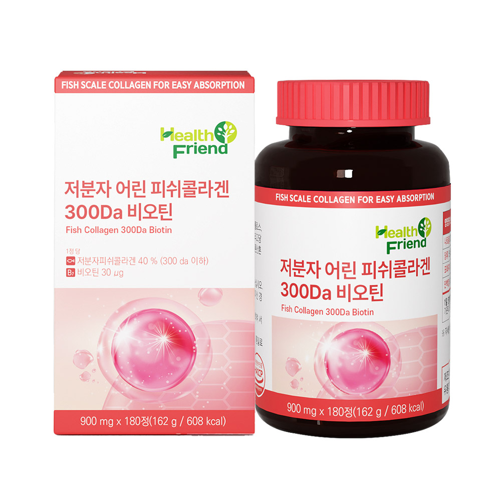 헬스프랜드 저분자 어린 피쉬콜라겐 300Da 비오틴 900mg x 180정, 2개