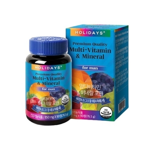 <b>홀리데이즈</b> 멀티비타민 앤 미네랄 포맨 850mg x 90정, 4개