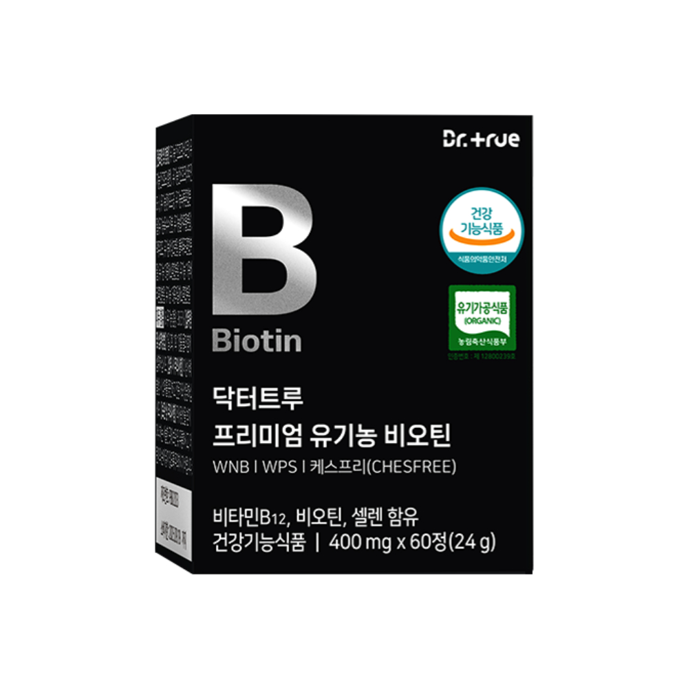 닥터<b>트루</b> 프리미엄 유기농 <b>비오틴</b> 400mg x 60정, 5개