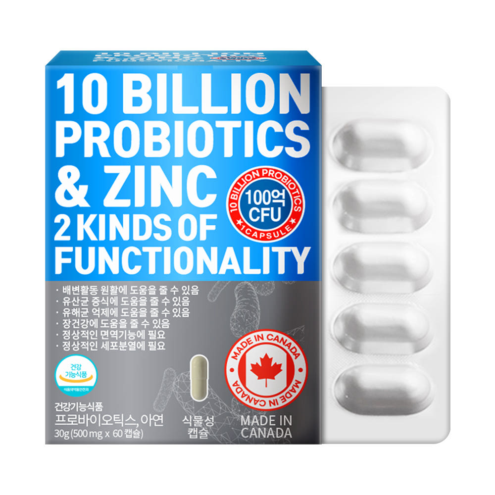 순수식품 <b>17종 100억 프로바이오틱스</b> 아연 500mg x 60캡슐, 2개