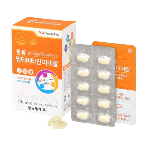 광동 멀티비타민 <b>미네랄</b> 500mg x 60정, 3개