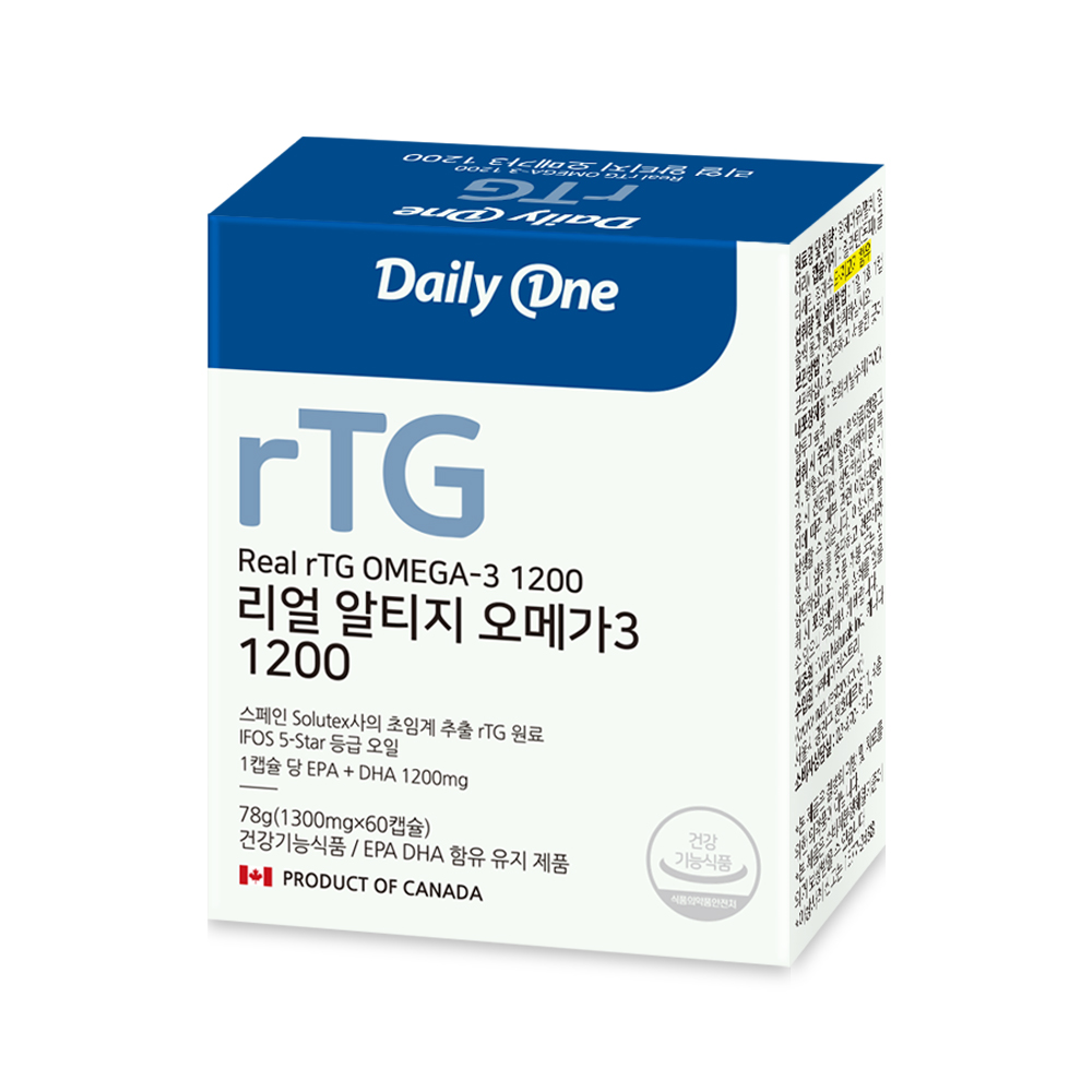 <b>데일리원</b> 리얼 알티지 <b>오메가3</b> 1300mg x 60캡슐, 3개