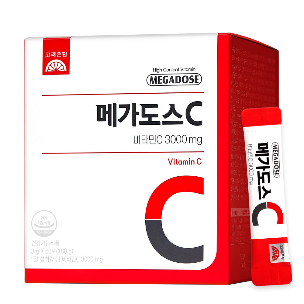 고려은단 메가도스C <b>비타민C</b> 3000 3g x 60포, 2개