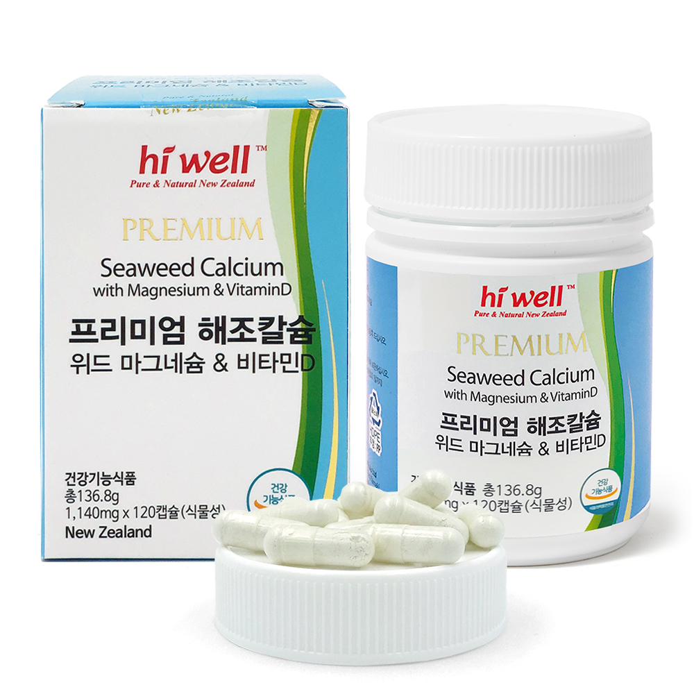 하이웰 프리미엄 <b>해조칼슘</b> 위드 마그네슘 앤 비타민D 1140mg x 120캡슐, 2개