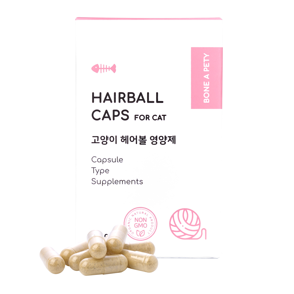 본아페티 고양이 헤어볼 영양제 헤어볼캡스 500mg x 60캡슐, 1개