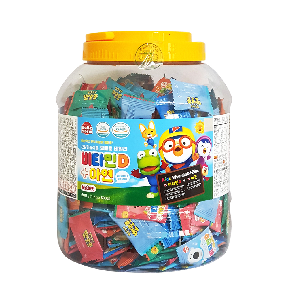 뽀로로 데일리 <b>비타민D</b> <b>아연</b> 1.2g x 500정, 1개