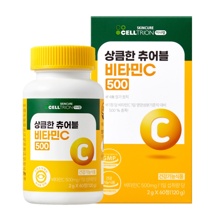 이너랩 상큼한 <b>츄어블</b> <b>비타민C</b> 500 2g x 60캡슐, 3개