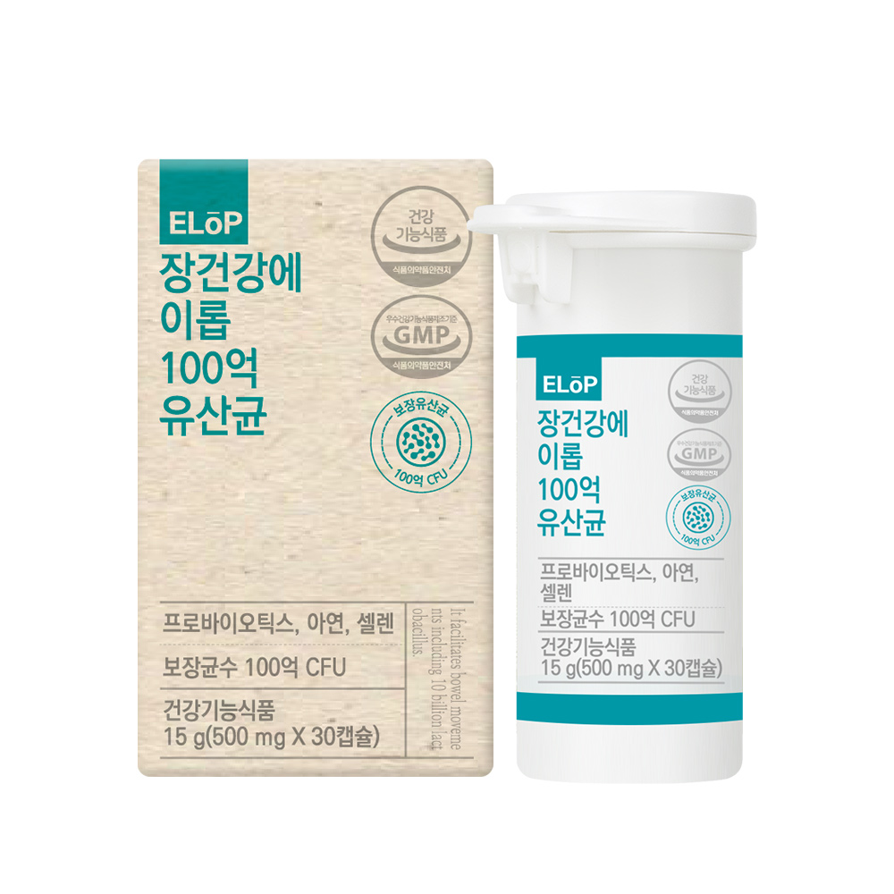 장건강에 <b>이롭</b> 100억 유산균 500mg x 30캡슐, 1개