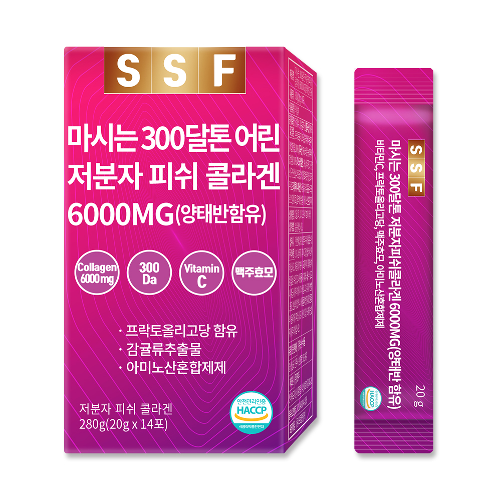 순수식품 <b>마시는 300달톤 어린 저분자 피쉬 콜라겐 6000mg</b> 20g x 14포, 1개