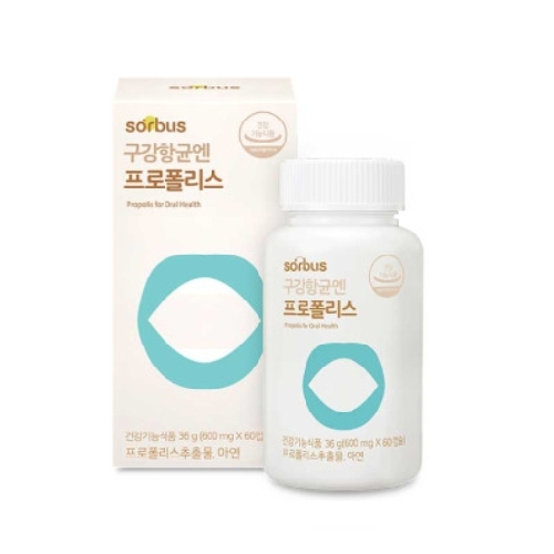 <b>소버스</b> 구강항균엔 프로폴리스 600mg x 60캡슐, 1개