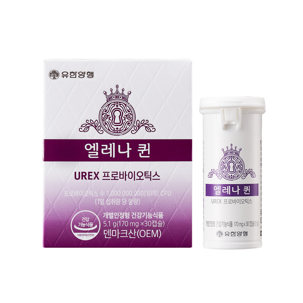 <b>유한양행</b> 엘레나 퀸 UREX 프로바이오틱스 170mg x 30캡슐, 4개