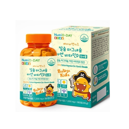 뉴트리디데이 베이비앤키즈 칼슘 마그네슘 아연 비타민D 1200mg x 180캡슐, 1개