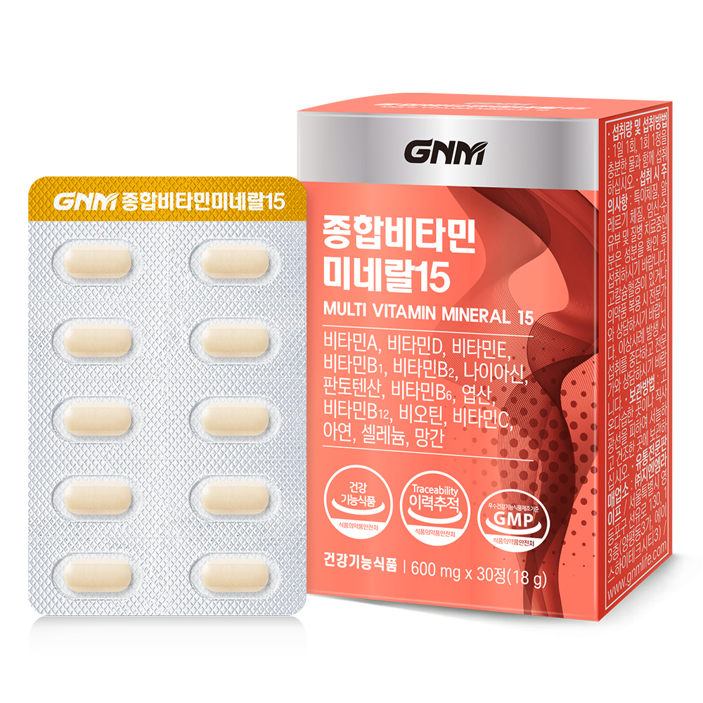 GNM자연의품격 <b>종합비타민</b> <b>미네랄15</b> 600mg x 30정, 4개