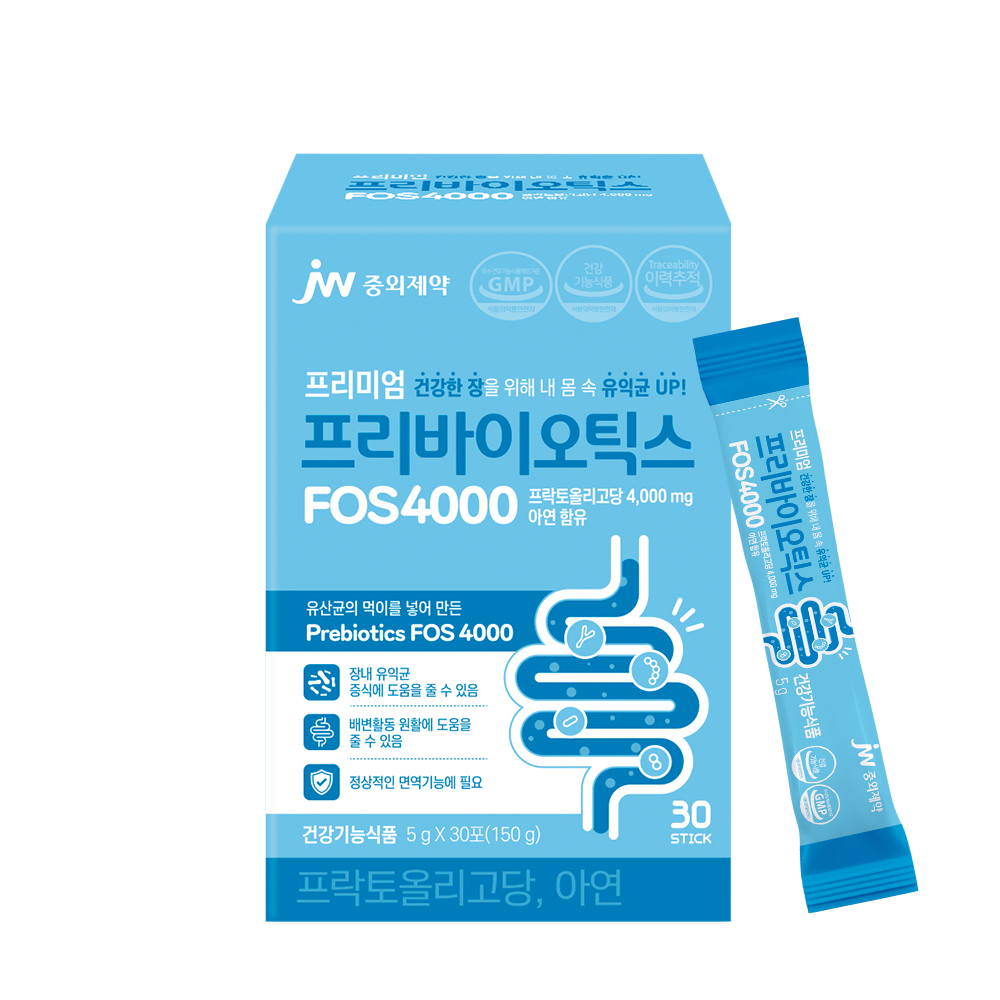 JW중외제약 프리바이오틱스 <b>FOS</b> 4000 5g x 30포, 3개