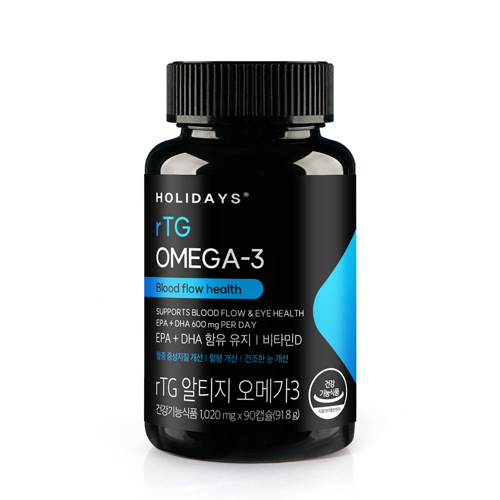 <b>홀리데이즈</b> rTG 알티지 <b>오메가3</b> 1020mg x 90캡슐, 3개