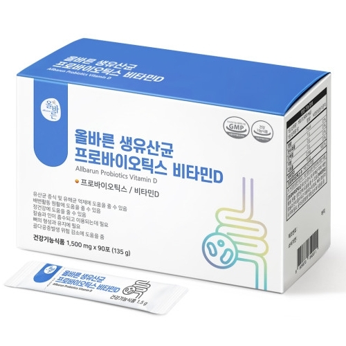 ALLBARUN 올바른 생유산균 프로바이오틱스 비타민D 1.5g x 90포, 2개