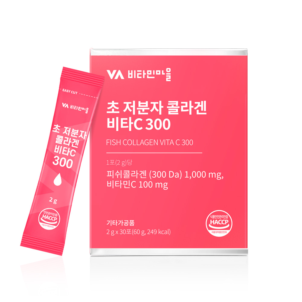 비타민마을 초 저분자 콜라겐 비타민C 300 2g x 30포, 3개