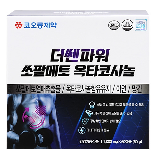 코오롱 더쎈파워 쏘팔메토 옥타코사놀 1000mg x 60캡슐, 1개