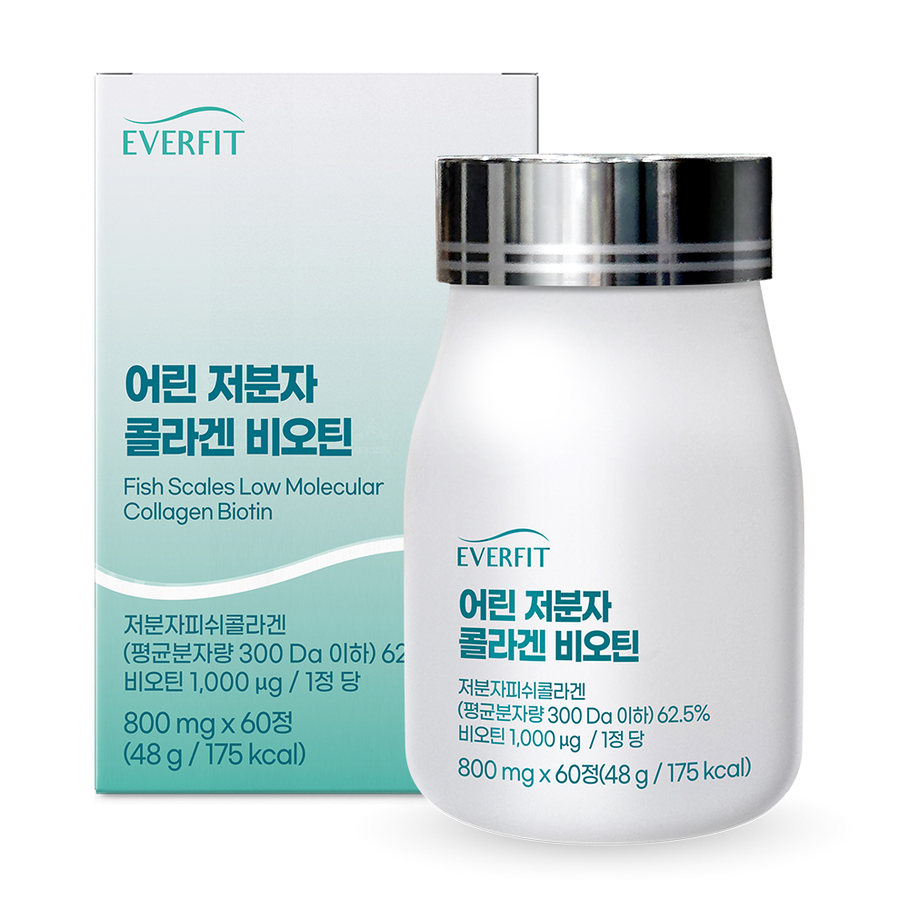 내츄럴<b>플러스</b> 에버핏 <b>어린</b> 저분자 <b>콜라겐 비오틴</b> 800mg x 60정, 3개