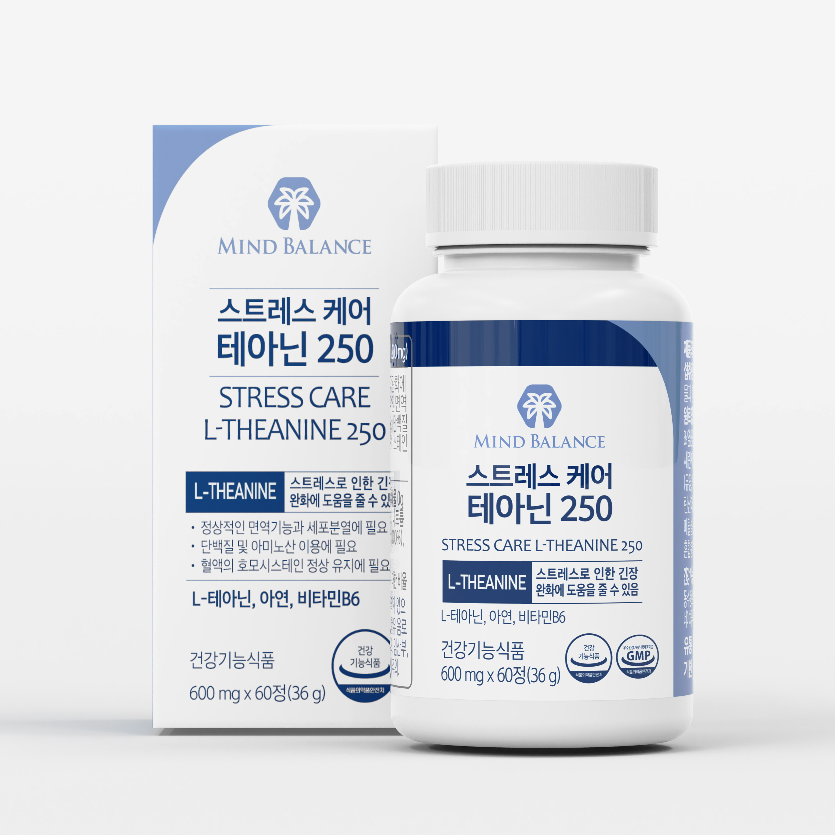 마인드밸런스 스트레스 케어 <b>테아닌</b> 250 600mg x 60정, 1개