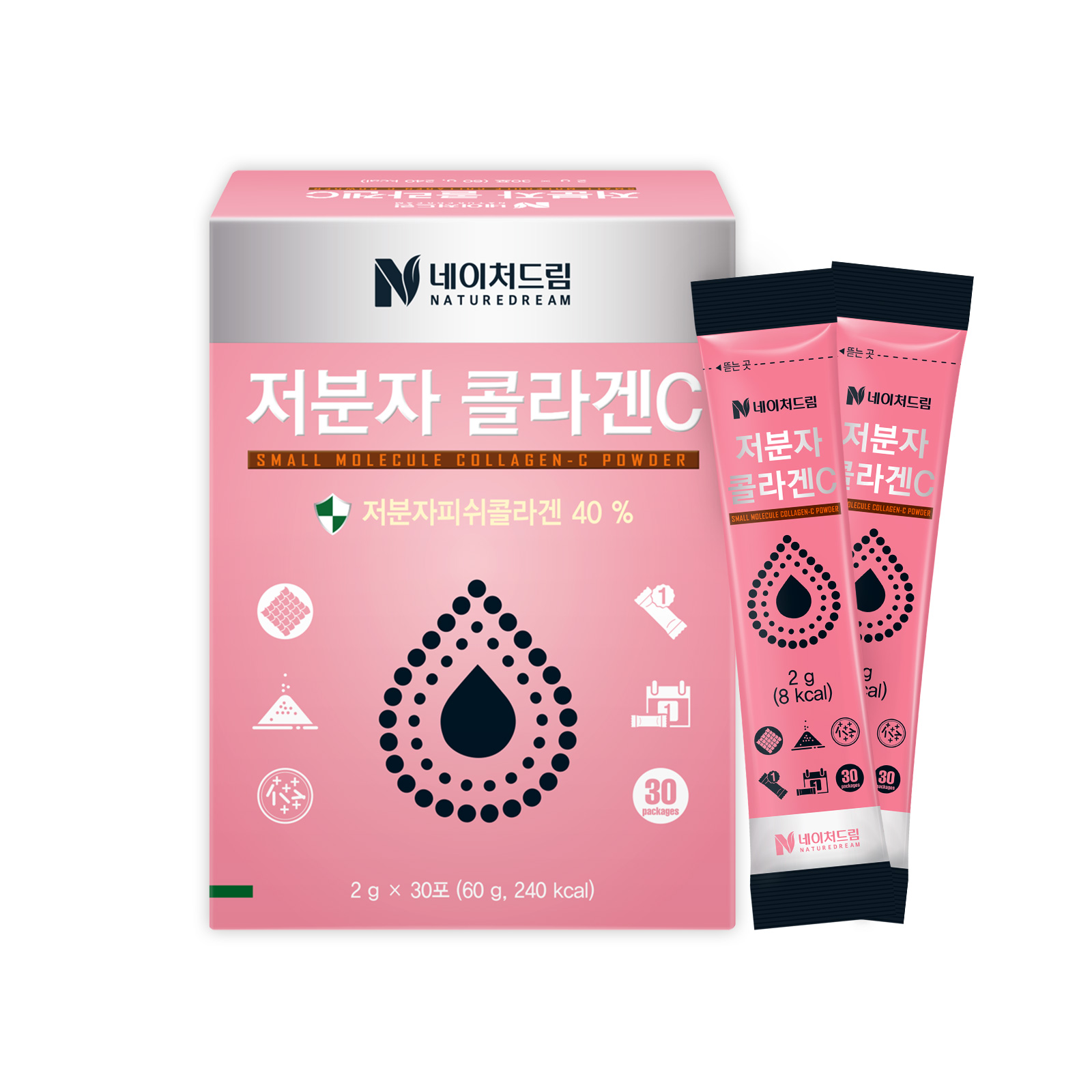 <b>네이처드림</b> 저분자 <b>콜라겐</b>C 2g x 30포, 5개