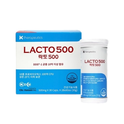 케이세라퓨틱스 락토500 <b>액티브</b> 바이알 500mg x 60캡슐, 1개