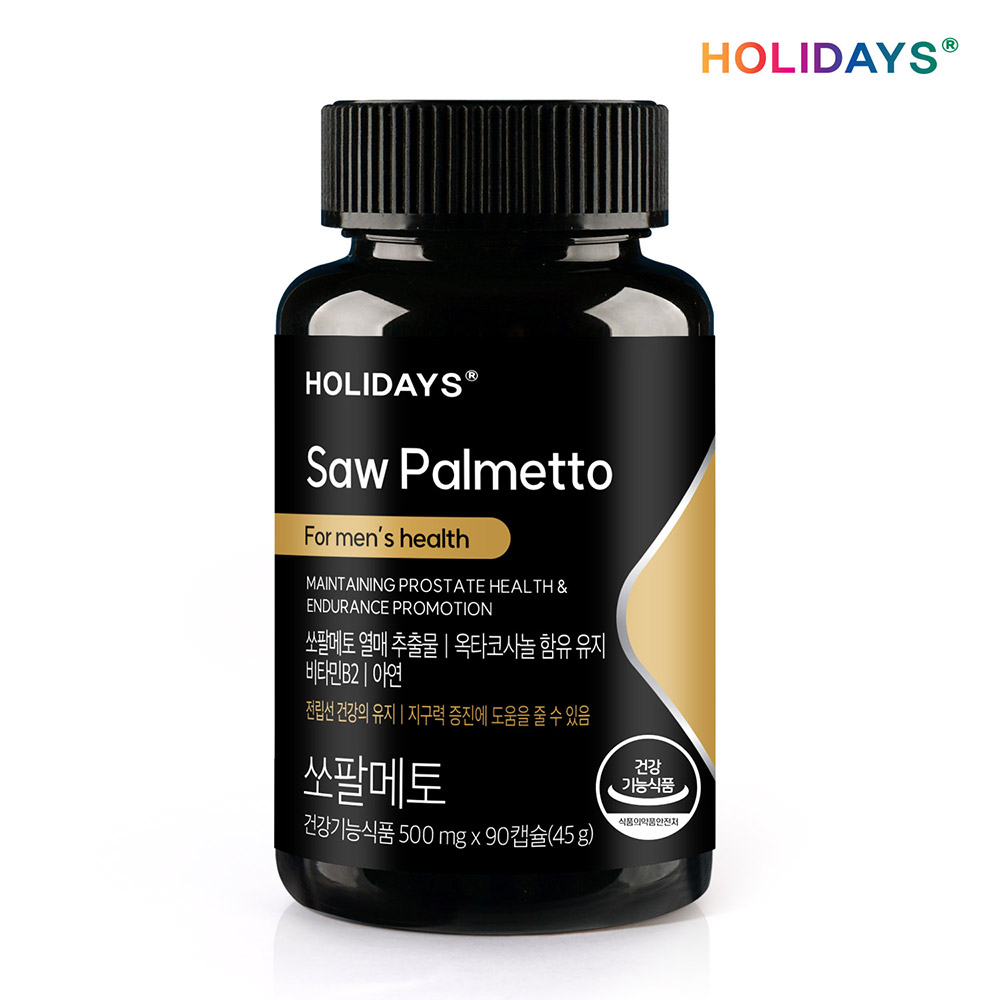 홀리데이즈 <b>쏘팔메토</b> 500mg x 90캡슐, 2개