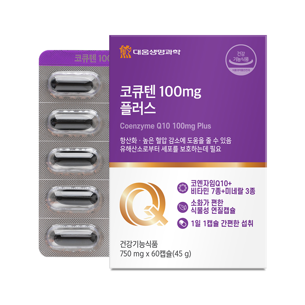 <b>대웅생명과학</b> 코큐텐 100mg 플러스 750mg x 60<b>캡슐</b>, 3개