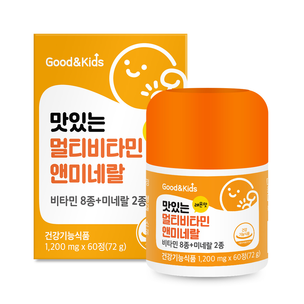 <b>내츄럴플러스</b> 굿앤키즈 맛있는 멀티비타민앤<b>미네랄</b> 1200mg x 60정, 6개