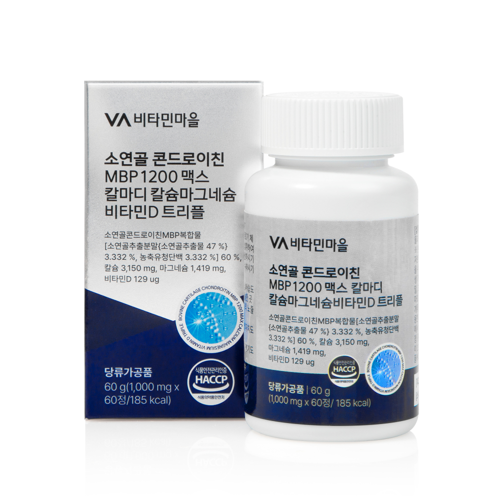 비타민마을 소연골 콘드로이친 MBP 1200 맥스 칼마디 칼슘마그네슘 비타민D 트리플로1200mg x 60정, 6개