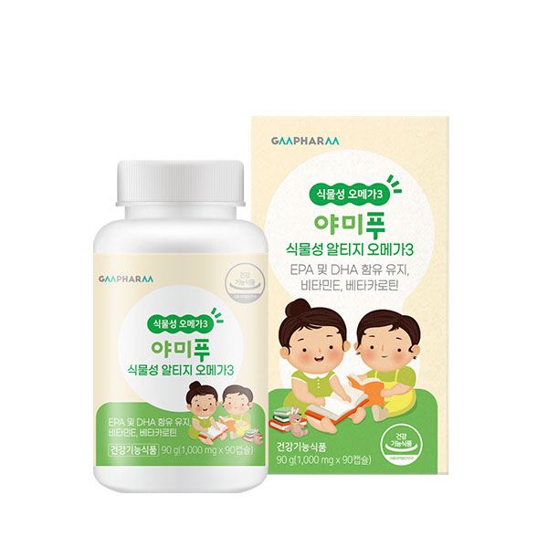 지엠팜 야미푸 식물성 알티지 <b>오메가3</b> 1000mg x 90캡슐, 1개