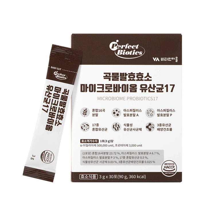 비타민마을 곡물발효효소 <b>마이크로바이옴</b> 유산균 17 3g x 30포, 1개