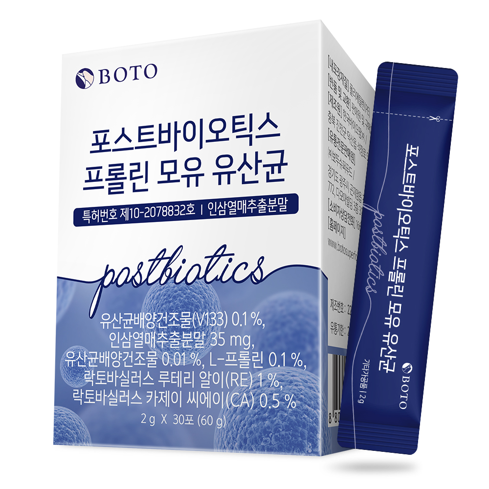 보뚜 <b>포스트바이오틱스 프롤린</b> 모유 <b>유산균</b> 2g x 30포, 6개