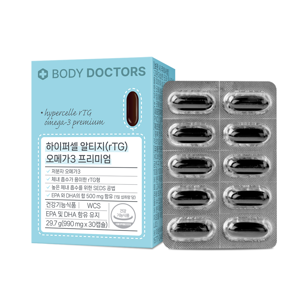 바디닥터스 하이퍼셀 알티지 rTG <b>오메가3</b> 프리미엄 990mg x 30캡슐, 6개