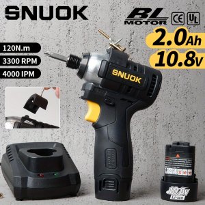 120Nm 무선 임팩트 드릴 키트 - 10.8V 브러시리스, 2000mAh 분리 가능한 리튬 배터리, 3300rpm, LED 라이트가 있는 전문 수리 도구, 전원 표시 및 스위치