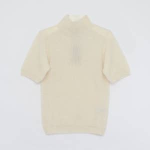 아페세 에디 알파카 울 믹스 터틀넥 반팔 여성 니트 WPABE F23343 AAC