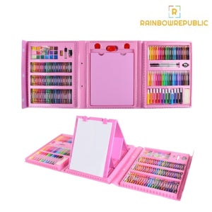 레인보우리퍼블릭 미술세트 어린이 초등학생 미술 놀이 색연필 3단 208pcs