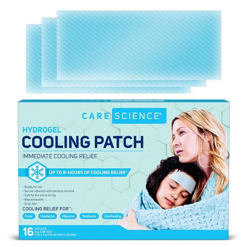 [아마존 공식]Care <b>Science</b> 하이드로젤 쿨링 패치 16개입 | <b>두통</b> 및 발열 완화를 위한 쿨링 패치, 바로 사용 가능, 약물 무첨가