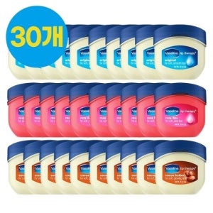 (30개) 바세린 립 테라피 립밤 7g 오리지날 10개+로지 10개+코코아버터 10개