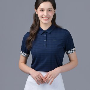 닥스 골프 여성 선물BEST 여성 소매 체크 포인트 반팔 폴로 티셔츠 DNTS5B905N3