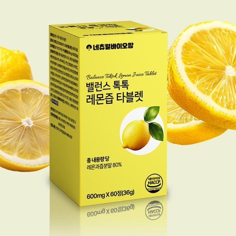 네츄럴 바이오팜 <b>밸런스</b> 톡톡 <b>레몬</b>즙 타블렛 600mg x 60정
