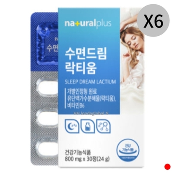 [<b>내츄럴플러스</b>] <b>내츄럴플러스</b> 수면드림 락티움 <b>숙면</b> 꿀잠 30정 X6