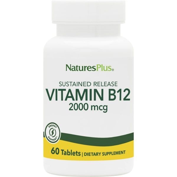 <b>내이처스플러스</b> <b>NaturesPlus</b> 비타민 B12 서방형 2000mcg 60베지캡슐