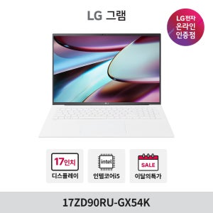 LG전자 그램 17형 17ZD90RU-GX54K i5 프리도스 LG 그램 대학생 사무용 가벼운 노트북