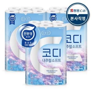 코디 코디 내추럴소프트 27미터 30롤 3팩