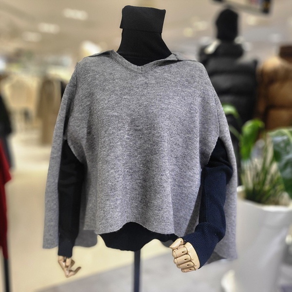 <b>파파야</b> 케이프 후드 니트 티셔츠 PNORKT045D