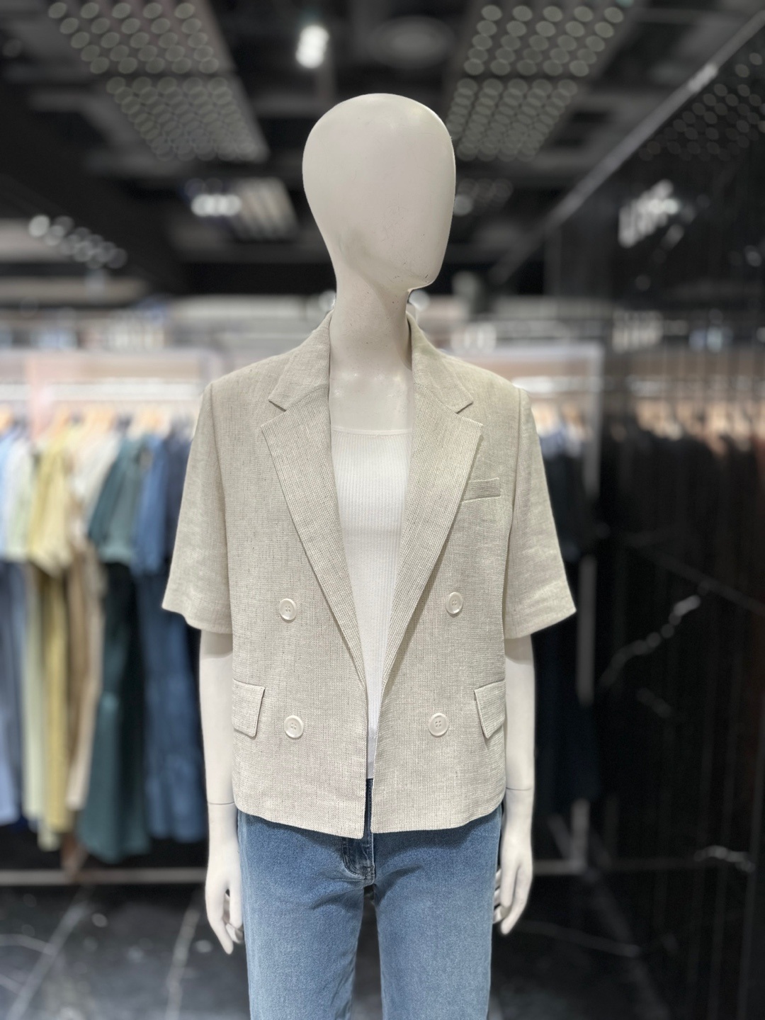 리스트 <b>린넨</b> 더블 크롭 자켓 TWWJKO62040