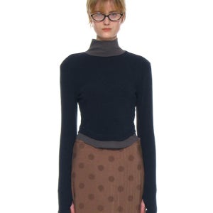 [파르티멘토 우먼] 더블 레이어드 하이넥 티_10컬러 PW-23181BK